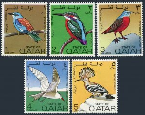 Qatar 279-283,hinged.Mi 528-532. Birds 1972. European roller, Kingfisher,Thrush,