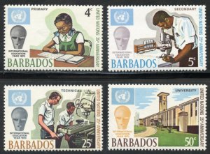 Barbados Scott 344-47 - MVFNHOG - Intl. Education Year and U.N. - SCV $1.20