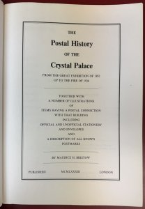 Postal History of the Crystal Palace, by Maurice H. Bristow