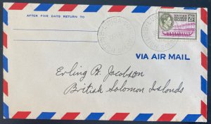 1943 Lunga British Solomon Islands Airmail Cover Locally used