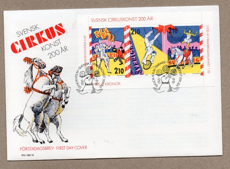 SWEDEN - FDC - CIRCUS - 1987 -