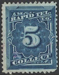 1T10 5¢ American Rapid Telegraph Company Stamp (1881) Used