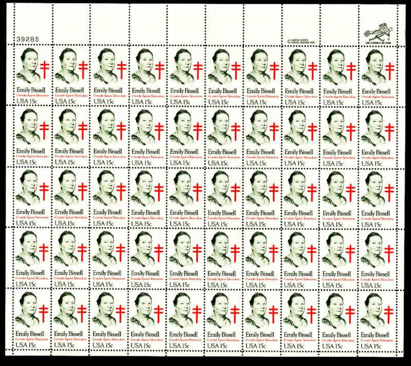 US.# 1823 Emily Bissell Issue -  Sheet of 50 - OGNH - VF - CV$15.65 (ESP#005)