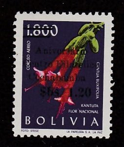 Bolivia # C271, Flower Stamp Surcharged, Mint Hinged, 1/3 Cat.