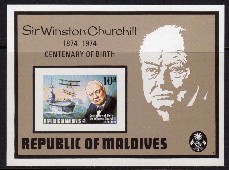 Maldives 1974 Sc#532 Sir Winston Churchill Centenary S/S IMPERFORATED MNH