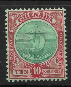 GRENADA SG83 1908 10/= GREEN & RED ON GREEN LMM 