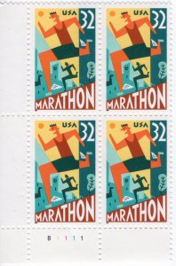 Scott #3067 Marathon Plate Block of 4 Stamps - MNH PC#2