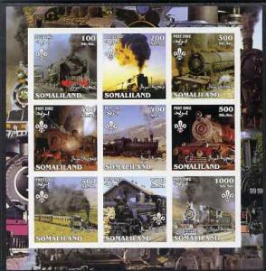 Somaliland 2002 Steam Trains #2 imperf sheetlet containin...