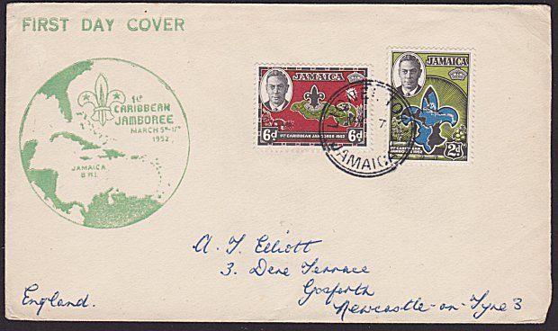 JAMAICA 1952 Scout Jamboree FDC ex LIONEL TOWN..............................5042