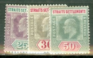 IO: Straits Settlements 93-102 mint CV $144.50; scan shows only a few