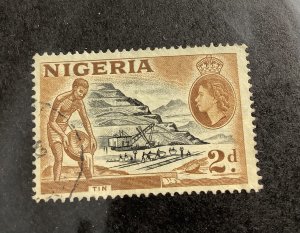 Nigeria 1953  Scott 83 used - 2p,  tin mining