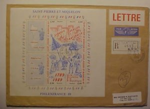 FRANCE ST.PIERRE SHEETLET #517 CAT $6.50 IN 1990 BACKSTAMPED CALIFORNIA SINGLE