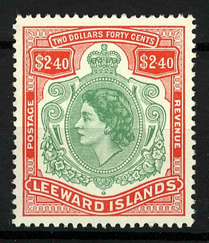 Leeward islands 1954 QEII $2.40 sg139 Mint (1v) Stamp