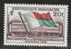 Madagascar Malagasy Scott 303 MH*  1958 Flag stamp 