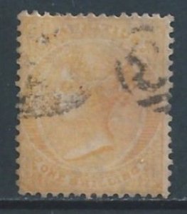 Mauritius #39a Used 1sh Quenn Victoria - Wmk. 1 - Yellow