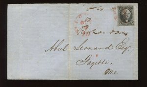 2 Washington Used Stamp on 1850 Cover St Louis to Fayette Missouri (CV 1095)