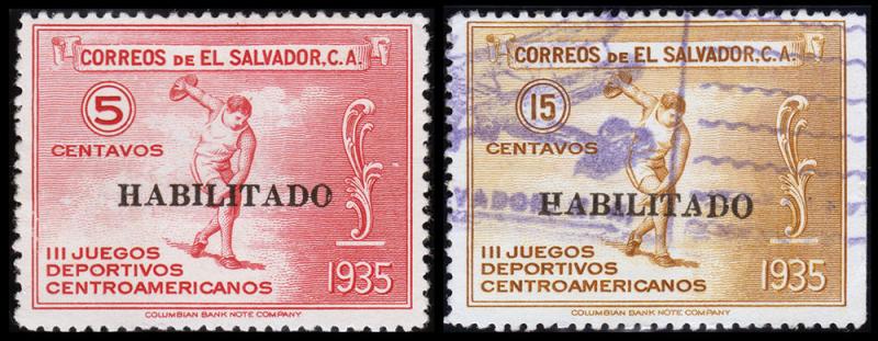 El Salvador Scott 543, 546 (1935) Mint/Used H F-VF