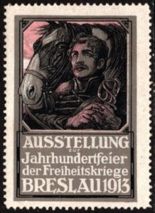 1913 German Poster Stamp Exhibition Celebrate Centenary Wars Freedom In Wroclaw