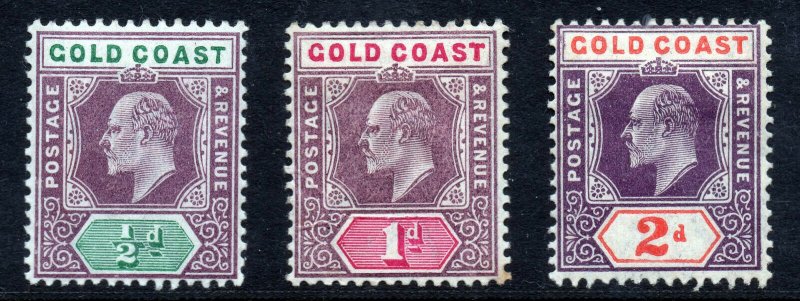 GOLD COAST King Edward VII 1902-09 A Keyplate Group SG 38, SG 39 & SG 51 MINT