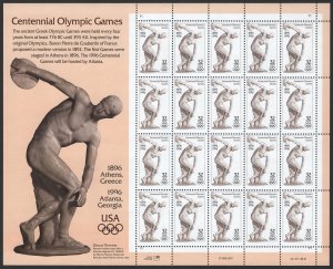 SC#3087 32¢ Centennial Olympic Games Sheet of Twenty (1996) MNH