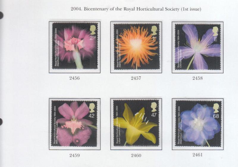 2004 RHS FLOWERS FULL SET SG2456-SG2461 UMM/MNH BELOW FACE VALUE