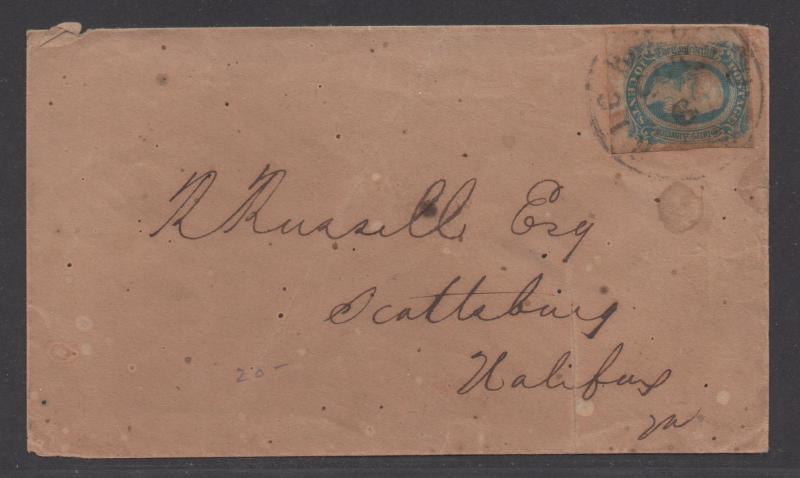 **CSA Cover, SC# 12 Milky Blue, Richmond, VA Tied by Black CDS 10/6/1863(4)