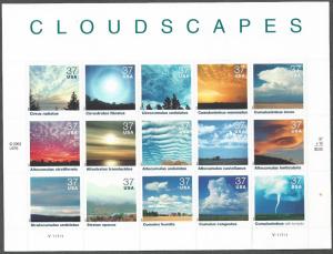 US Mint Sheet #3878a-o, Cloudscapes, MNH*-