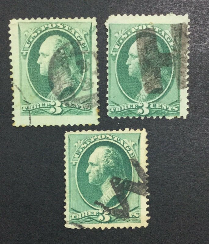 MOMEN: US STAMPS # 3c LETTERS USED LOT #36187