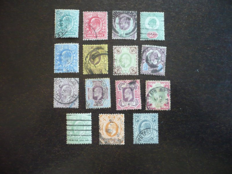 Stamps-Great Britain-Scott#127-138,143-145 -  Used Part Set of 15 Stamps