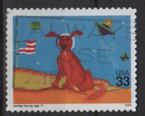 USA 2000 - Scott 3417 used - 33c, Future dog, Drawing 