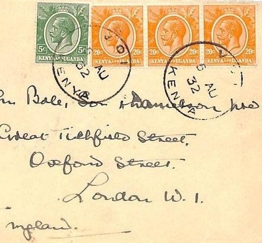 HH29 1932 BRITISH KUT Kenya *VOI* CDS Airmail Cover London {samwells-covers}PTS