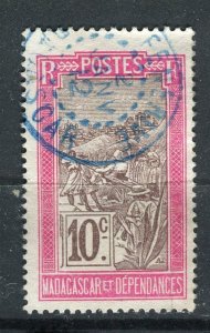 FRENCH COLONIES; MADAGASCAR 1900s early pictorial issue used 10c. + Postmark