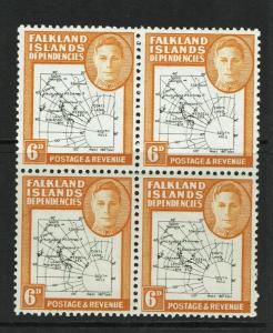 Falkland Islands SG# G14 & G14a in MNH Block of 4 / 1 With Dot in T - S6060