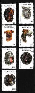 Tanzania-Sc#1144-50-unused NH set-Dogs-Animals-1993-