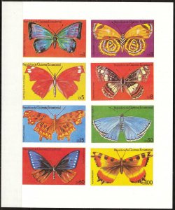 Equatorial Guinea 1976 Butterflies City sheet of 8 Imperf. MNH