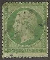 France 23, used. corner flaw and some short perfs. 1862. (F623)