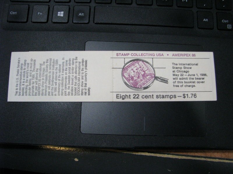 US Stamp Sc# 2201b Ameripex 86 Complete Booklet 2 Panes Black Omitted -See Scans