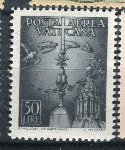 VATICAN; 1947 early Airmail issue fine Mint hinged 50L. value