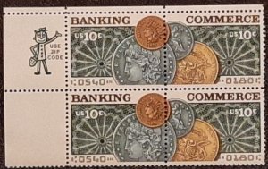 US Scott # 1577-1578; 10c Bank/Commerce; 1975; MNH, og;  block of 4; VF