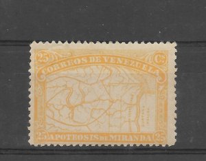 VENEZUELA 1896 MAP OF VENEZUELA YELOW SCOTT 139 MICHEL 50 MINT LIGHT HINGED