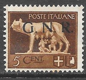 Italian Social Republic GN1: 5c She-wolf, Romulus, Remus, unused, NG, F-VF