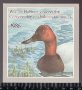 1986 #FWH2 Canada Federal Wildlife Habitat Conservation stamp MNH Cv$20