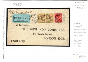 ANTIGUA KGV Cover Superb Early Commercial Air Mail 9d Rate GB London 1929 Y123