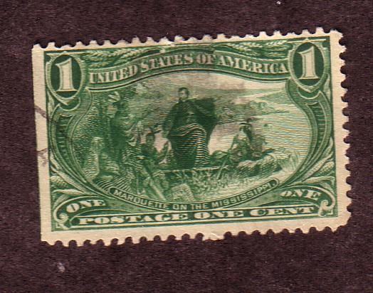 US # 285 1c Trans-Mississippi, Green,(U) CAT. $6.50