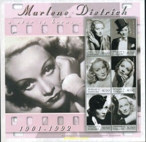 Antigua & Barbuda MNH S/S Marlene Dietrich Actress 2002 6 Stamps Large Size