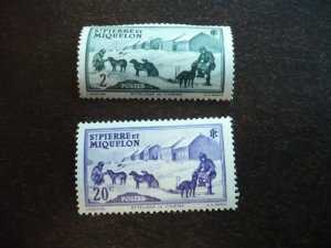 Stamps - St. Pierre Miquelon- Scott#172,178- Mint Hinged Partial Set of 2 Stamps