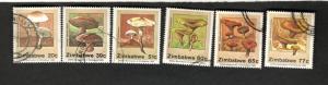 1992 Zimbabwe Sc #658-63 Edible Mushrooms - Used stamp set - Cv $10