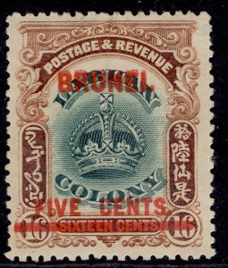 BRUNEI EDVII SG16, 5c on 16c green & brown, UNUSED. Cat £48.