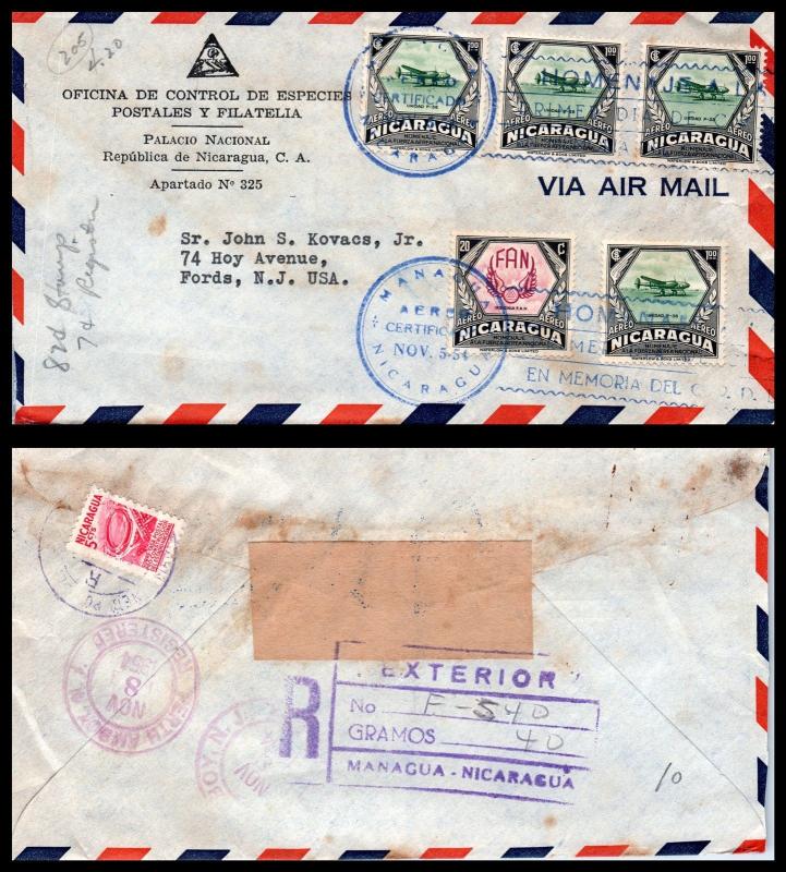 Goldpath: Nicaragua Airmail Cover 1954. Managua. _CV21_P6