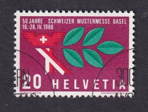 Switzerland  #474  cancelled  1966 Mercury`s helmet and laurel  20c